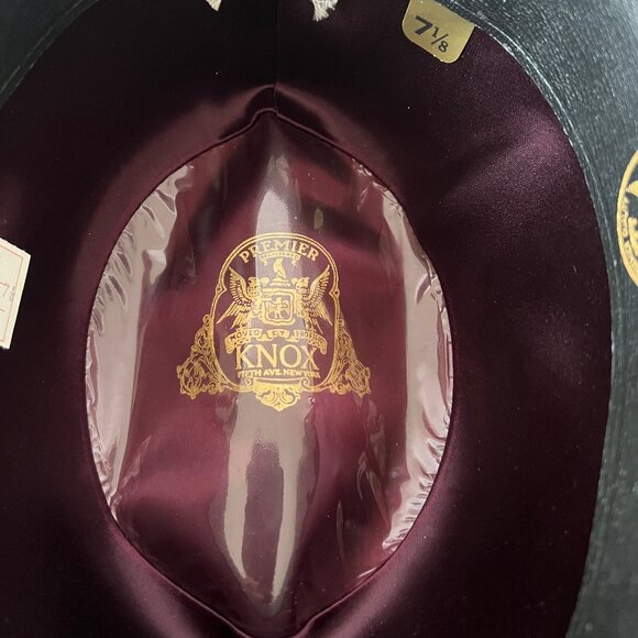 Vintage KNOX Premier Men's Fedora Black Hat with Original Box, Size 7 1/8, EUC! - Picture 11 of 16